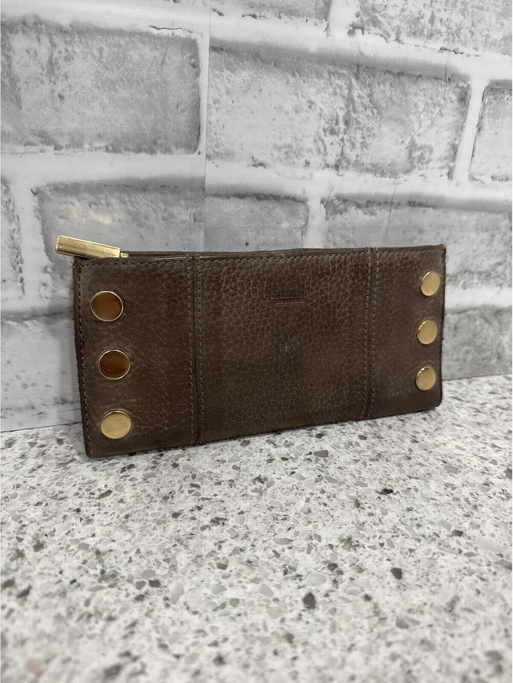 Hammitt Los Angeles Brown Leather Wallet with Gold Studs